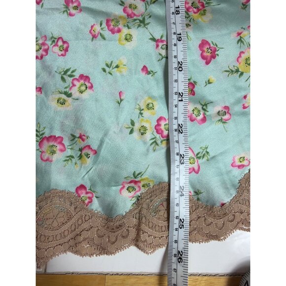 Vintage Victoria's secret 100% Silk Floral Lace Trim Chemise Slip Dress Size L - Picture 10 of 12